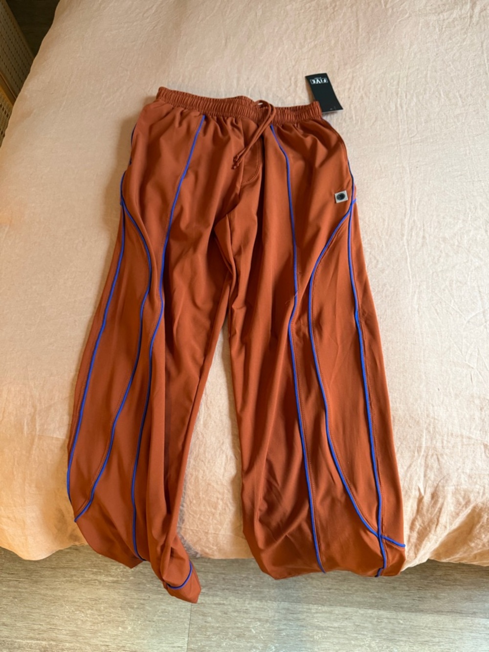 Five Dancewear Rust Women's Track Pants with Blue Piping